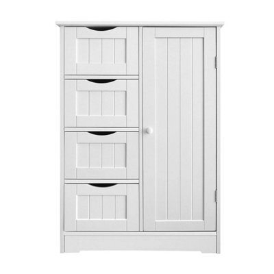 4 Drawer Cabinet+1 Door Floor/wall Storage Cabinet Bathroom Organizer Cupboard Drawer Shelf Towel White - image 1