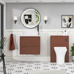 Royal Bathrooms Royal Bathroom Elmore 600mm Terracotta Clay Wall Mounted Bathroom Vanity Unit 2 Drawer Plain White Worktop With Lyon Basin - thumbnail 5