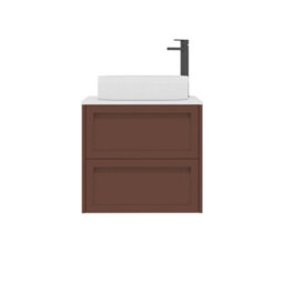 Royal Bathrooms Royal Bathroom Elmore 600mm Terracotta Clay Wall Mounted Bathroom Vanity Unit 2 Drawer Plain White Worktop With Lyon Basin - thumbnail 7