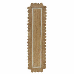Melrose 100% Jute Made Naturals Border Scallop Edge Runner Area Rug 0mm Pile Height 60/230Cm - thumbnail 6