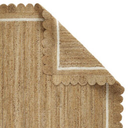 Melrose 100% Jute Made Naturals Border Scallop Edge Runner Area Rug 0mm Pile Height 60/230Cm - thumbnail 4