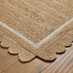 Melrose 100% Jute Made Naturals Border Scallop Edge Runner Area Rug 0mm Pile Height 60/230Cm - thumbnail 2