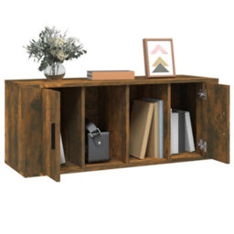 Berkfield Tv Cabinet Smoked Oak 100X35X40 Cm Engineered Wood - thumbnail 4