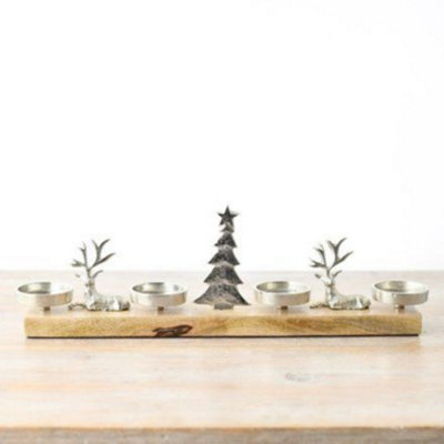 Long Deer Scene Christmas Candle Holder