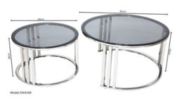 Q&p Furniture Luna Modern Nesting Coffee Table  2 Piece Set With Silver Chrome Legs & Tempered Glass Top - thumbnail 3