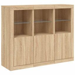 Berkfield Sideboards With Led Lights 3 Pcs Sonoma Oak Engineered Wood - thumbnail 5