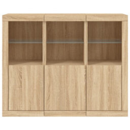 Berkfield Sideboards With Led Lights 3 Pcs Sonoma Oak Engineered Wood - thumbnail 6