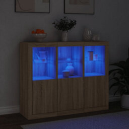 Berkfield Sideboards With Led Lights 3 Pcs Sonoma Oak Engineered Wood - thumbnail 3