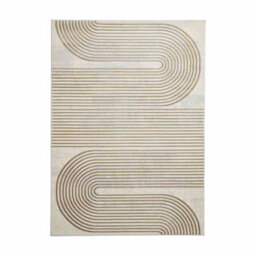 Grey Gold Abstract Striped Modern Easy To Clean Rug For Dining Room-120Cm X 170Cm - thumbnail 5