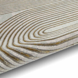 Grey Gold Abstract Striped Modern Easy To Clean Rug For Dining Room-120Cm X 170Cm - thumbnail 3