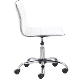 Fwstyle White Faux Leather Low Back Designer Office Chair - thumbnail 2