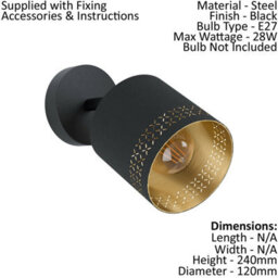 Elegant Black And Gold Ceiling Spot Light With Two Matching Wall Lights - thumbnail 3
