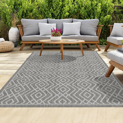 Homeart Outdoor Rugs Easy Cleaning Area Rugs For Balcony,garden,picnic,uv Weather Resistant D.grey Cream,120X170 - image 1