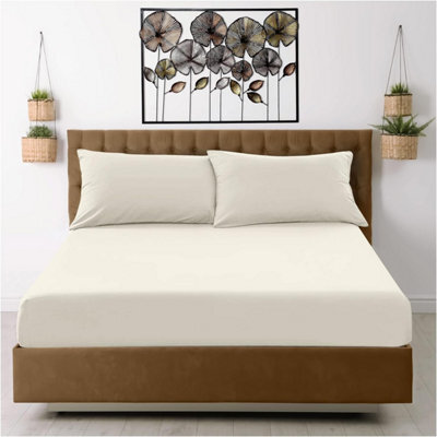 Gc Gaveno Cavailia Percale Deep Fitted Sheet King Cream Extra Deep Pocket 16 Inch (40 Cm) - image 1