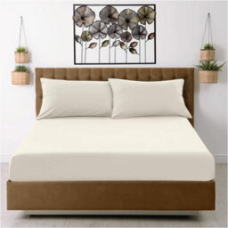 Gc Gaveno Cavailia Percale Deep Fitted Sheet King Cream Extra Deep Pocket 16 Inch (40 Cm)