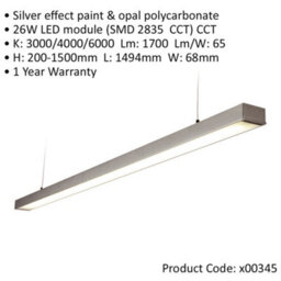 2 Pack Commercial Led Suspension Light - 1494mm X 68mm - 26W Cct Led Module - thumbnail 2