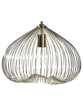 Wyld and Coco Aurora Gold 1-Light Pendant - Open-Work Gold Cage, Industrial Dining And Living Room Lighting - image 1