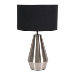 Valuelights Jax Silver Metal Touch Dimmer Table Lamp With Black Drum Shade - Led Bulb Included