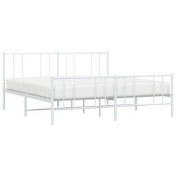 Berkfield Metal Bed Frame With Headboard And Footboard White 183X213 Cm - thumbnail 3