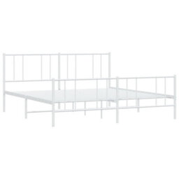 Berkfield Metal Bed Frame With Headboard And Footboard White 183X213 Cm - thumbnail 5