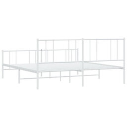 Berkfield Metal Bed Frame With Headboard And Footboard White 183X213 Cm - thumbnail 8