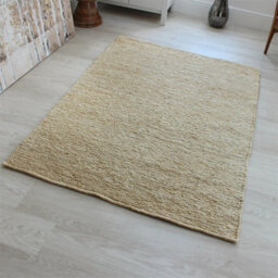 Plain Beige Modern Natural Fibers Handmade Rug For Dining Room Bedroom & Living Room-66 X 200Cm (Runner) - thumbnail 1