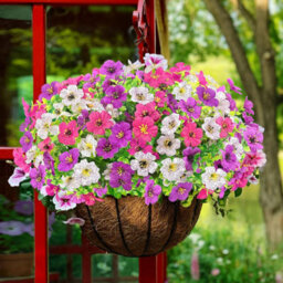 6 Bouquets Of Artificial Flowers In Purple, White, And Pink, Plastic Artificial Plant Decoration - thumbnail 4