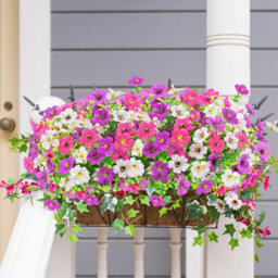 6 Bouquets Of Artificial Flowers In Purple, White, And Pink, Plastic Artificial Plant Decoration - thumbnail 5