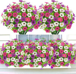 6 Bouquets Of Artificial Flowers In Purple, White, And Pink, Plastic Artificial Plant Decoration - thumbnail 1