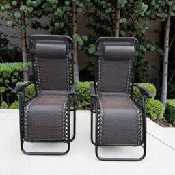 Garden Market Place The Garden Marketplace Reclining Garden Chairs, Set Of 2 Padded Zero Gravity Sun Loungers With Adjustable Headrests, Folding Brown - thumbnail 9