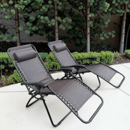 Garden Market Place The Garden Marketplace Reclining Garden Chairs, Set Of 2 Padded Zero Gravity Sun Loungers With Adjustable Headrests, Folding Brown