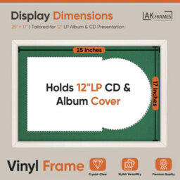 "AK Frames 25X17"" White Sleek Vinyl Record Frame With Emerald Mount For 12 Inch Lp Cover & Disc - Overlapped Design" - thumbnail 2