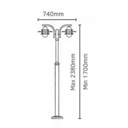 Luminosa Lighting Elstead Oslo Outdoor Twin Lamp Post, E27 - thumbnail 5