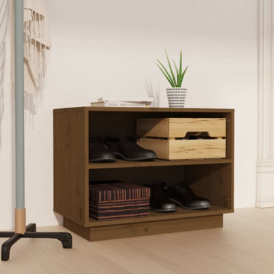 Berkfield Shoe Cabinet Honey Brown 60X34X45 Cm Solid Wood Pine - image 1