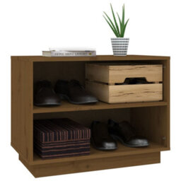 Berkfield Shoe Cabinet Honey Brown 60X34X45 Cm Solid Wood Pine - thumbnail 4