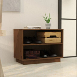 Berkfield Shoe Cabinet Honey Brown 60X34X45 Cm Solid Wood Pine - thumbnail 3