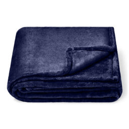 Moonlight Bedding Fleece Blanket Soft Throw Lightweight All Season Sofa, Bed & Travel Blanket Super King (Navy, 230X270Cm)