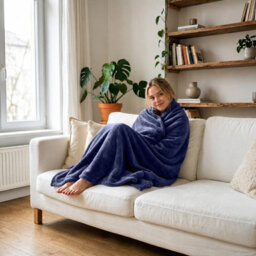 Moonlight Bedding Fleece Blanket Soft Throw Lightweight All Season Sofa, Bed & Travel Blanket Super King (Navy, 230X270Cm) - thumbnail 2
