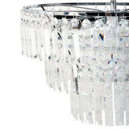 Wyld And Coco Luxehome Three-Tier Crystal Chandelier Pendant Lamp Chrome Finish, Clear Glass Crystals, 45Cm Diameter - thumbnail 4