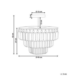 Wyld And Coco Luxehome Three-Tier Crystal Chandelier Pendant Lamp Chrome Finish, Clear Glass Crystals, 45Cm Diameter - thumbnail 3