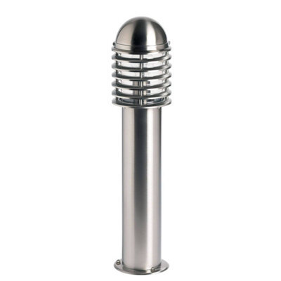Luminosa Lighting Luminosa Louvre Outdoor Bollard Light Polished Stainless Steel, Clear Polycarbonate Ip44, E27