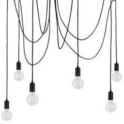 Multi Light Ceiling Pendant 6 Bulb Matt Black Industrial Adjustable Hang Hook - thumbnail 1