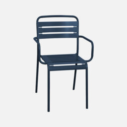 Sweeek - Set Of 2 Stackable Steel Garden Armchairs Amelia Marine Blue 50.4X53X79.5 Cm - thumbnail 2