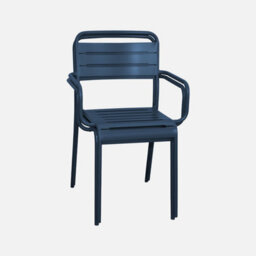 Sweeek - Set Of 2 Stackable Steel Garden Armchairs Amelia Marine Blue 50.4X53X79.5 Cm - thumbnail 3