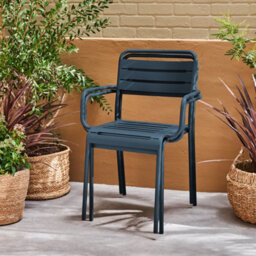 Sweeek - Set Of 2 Stackable Steel Garden Armchairs Amelia Marine Blue 50.4X53X79.5 Cm - thumbnail 6