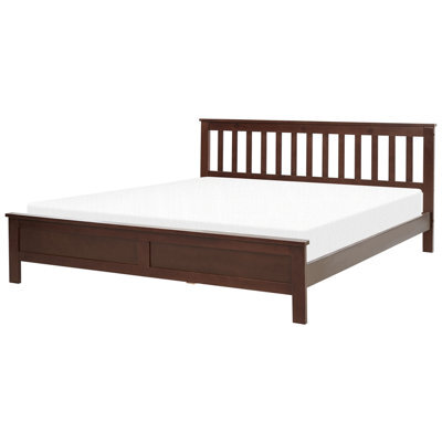 Beliani Bed Pine Wood Mayenne 180 X 200 Cm (Eu Super King) Dark Brown - image 1