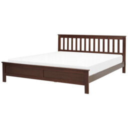 Beliani Bed Pine Wood Mayenne 180 X 200 Cm (Eu Super King) Dark Brown