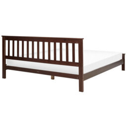 Beliani Bed Pine Wood Mayenne 180 X 200 Cm (Eu Super King) Dark Brown - thumbnail 5