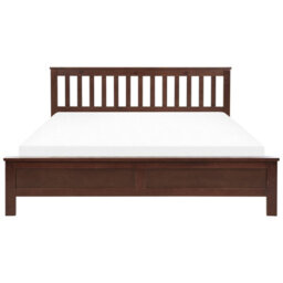 Beliani Bed Pine Wood Mayenne 180 X 200 Cm (Eu Super King) Dark Brown - thumbnail 4