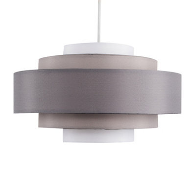 Valuelights Hampshire Grey Ceiling Pendant Shade And B22 Gls Led 6W Warm White 3000K Bulb - image 1